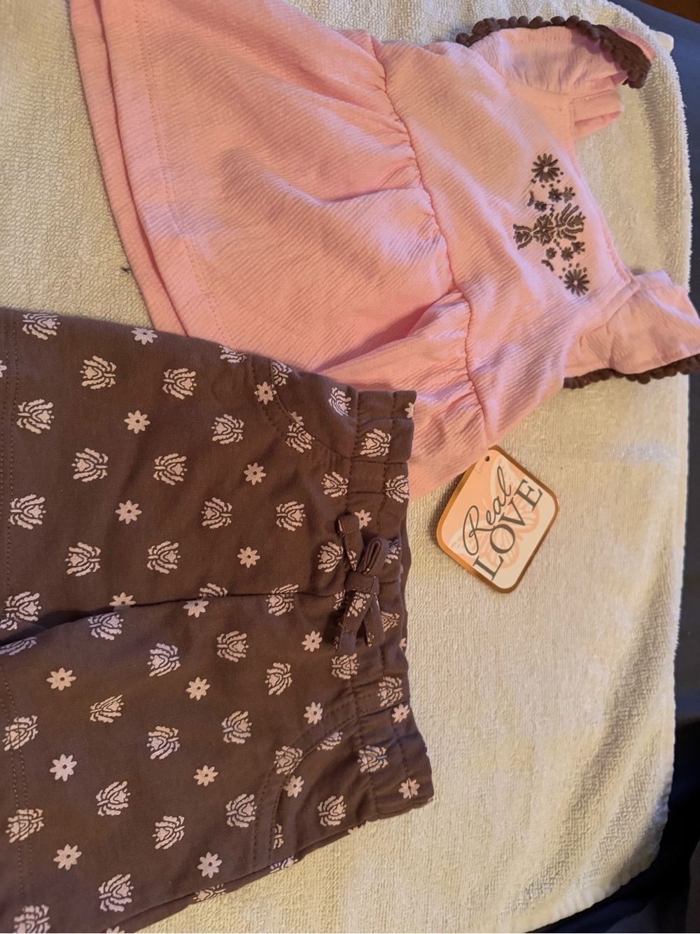 Pink Embroidered Tank Top & Brown Floral Shorts Set